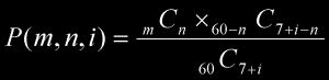 P(m,n,i)=mCn/60Ci+7